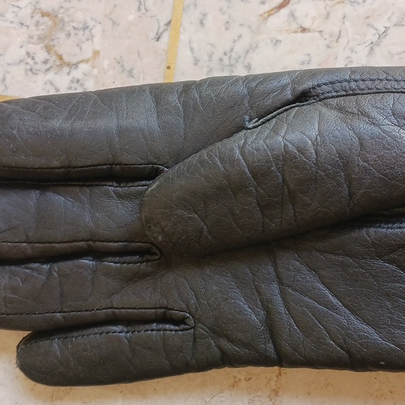 Vintage Ladies dark brown Leather rabbit fur lined gloves, New..sz M - Picture 2 of 6